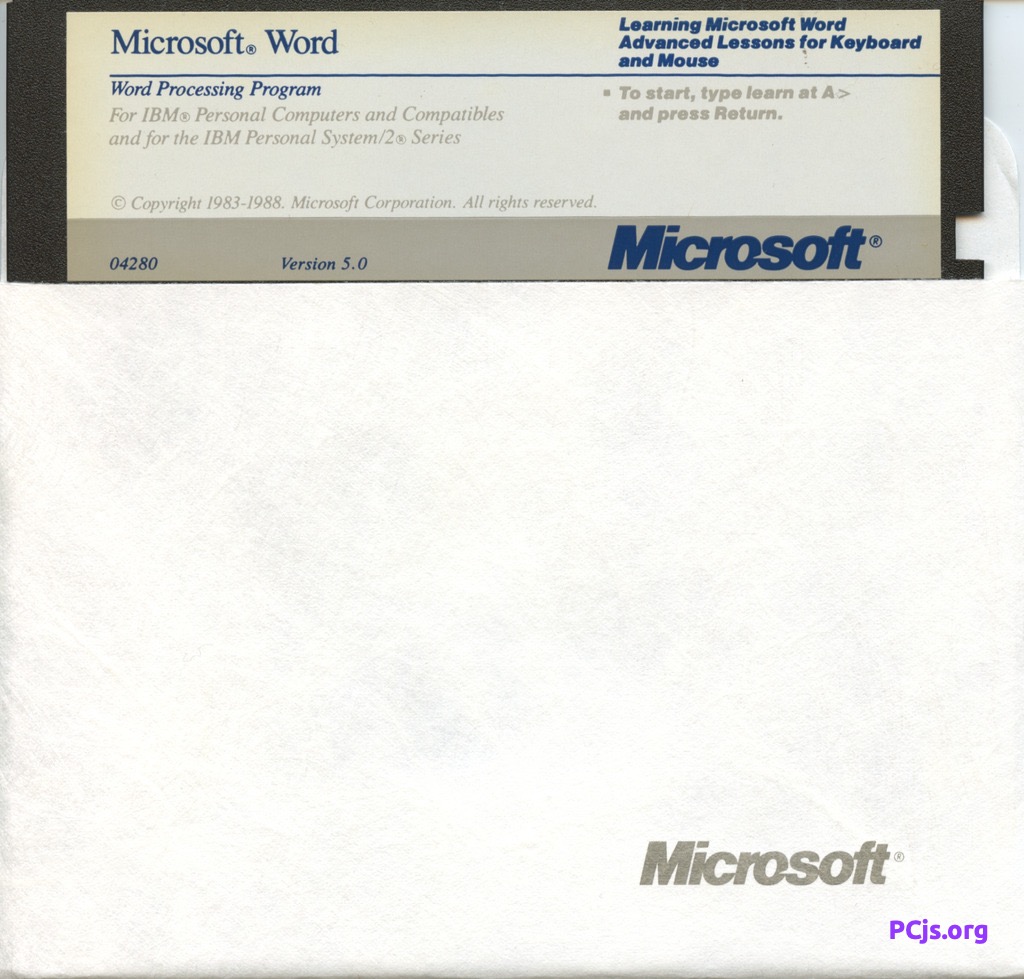Microsoft Word 5.00 (for DOS) | PCjs Machines